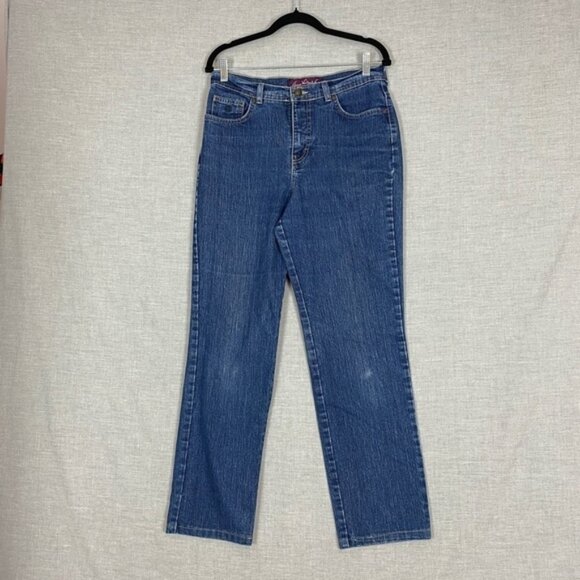 Gloria Vanderbilt High Rise Straight Leg Mom Jeans Sz 8 Average Blue - Picture 1 of 11